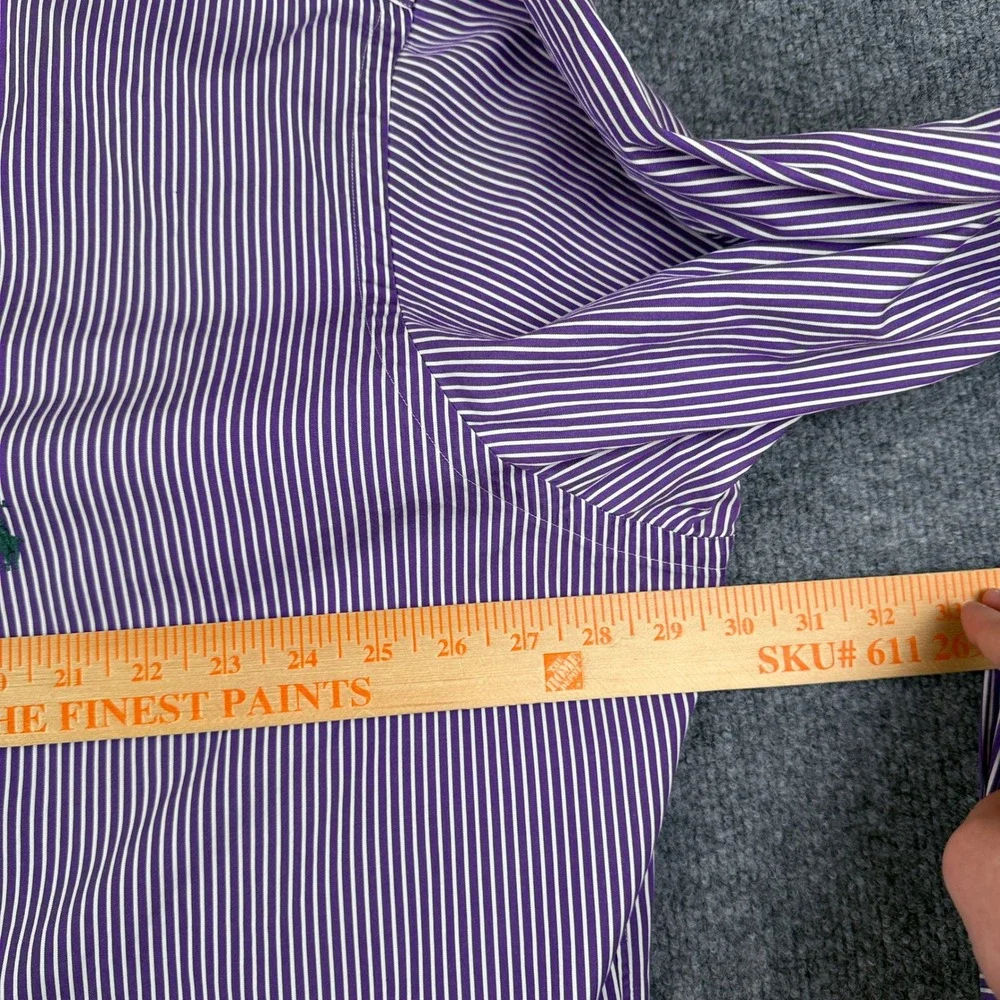 Polo Ralph Lauren Shirt Mens 3XLT Purple White Striped Cotton Poplin Button Up